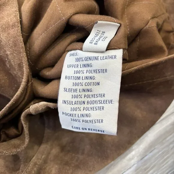 Wilsons Leather Jacket Mens Size XL Vintage USA Suede Sherpa Brown 4 Button - Picture 5 of 7